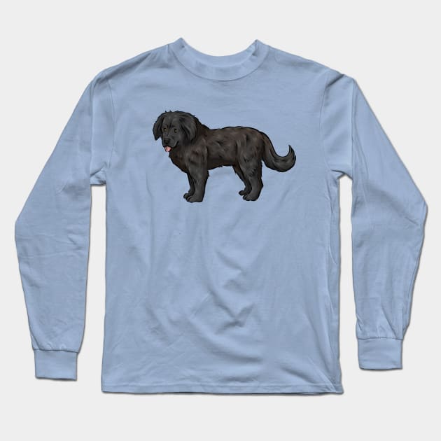 Cute Newfoundland Dog Long Sleeve T-Shirt by Shirin Illustration